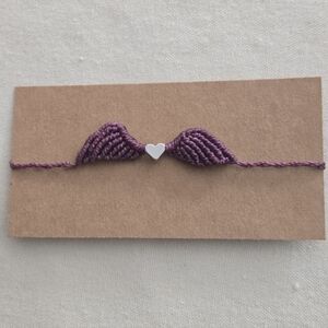 025 New Handmade Micro- Macrame Purple Heart Charm Bracelet